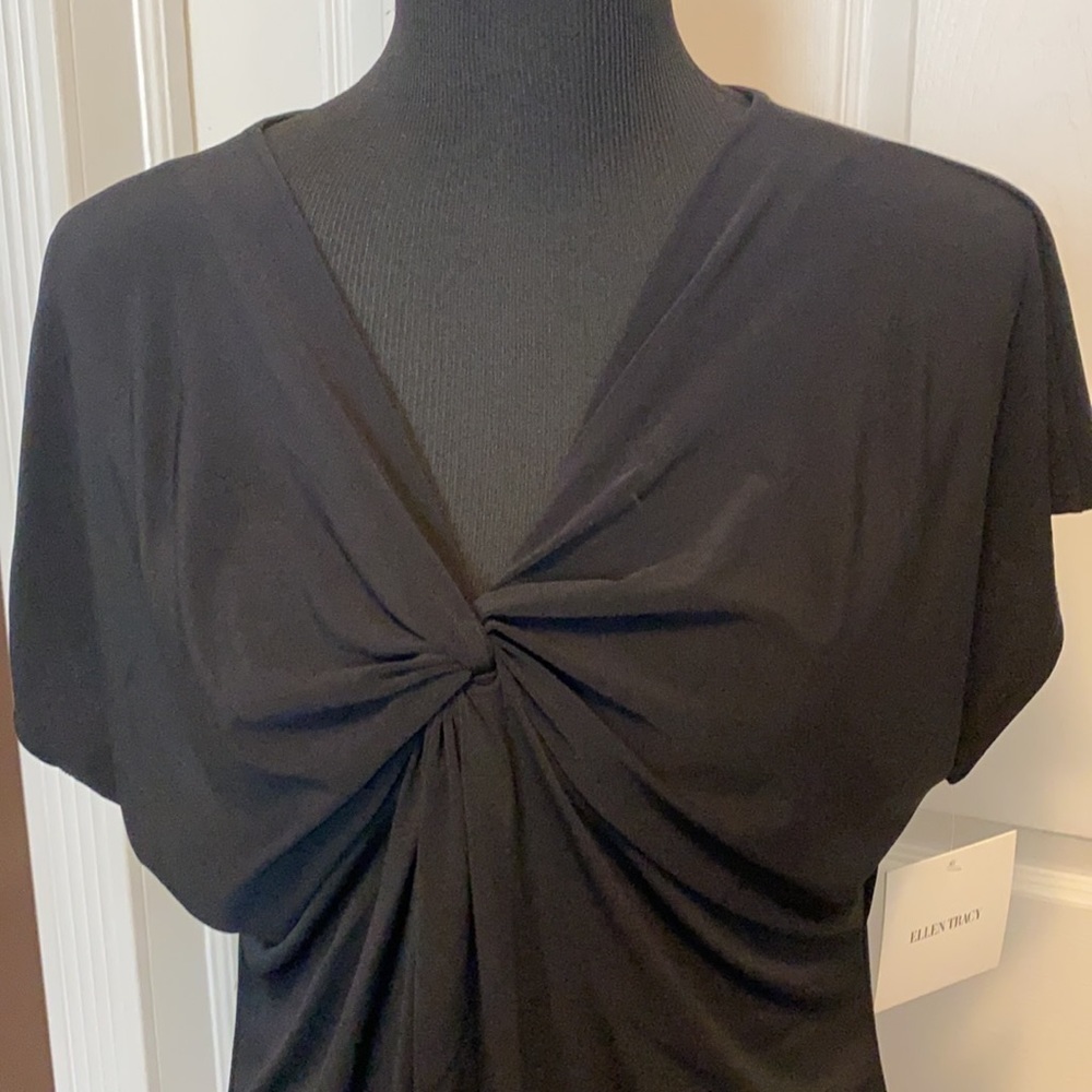 Ellen Tracy Top Blouse Twist Front V-neck sz L NWT - Picture 2 of 5